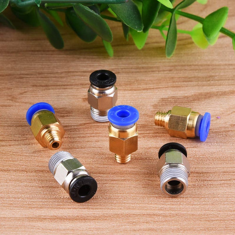 SIQUK 4 Pieces Teflon Tube PTFE Tubing(1 Meter) with 8 Pieces PC4-M6 Fittings and 8 Pieces PC4-M10 Male Straight Pneumatic PTFE Tube Push Fitting Connector for 3D Printer 1.75mm Filament - Image 5